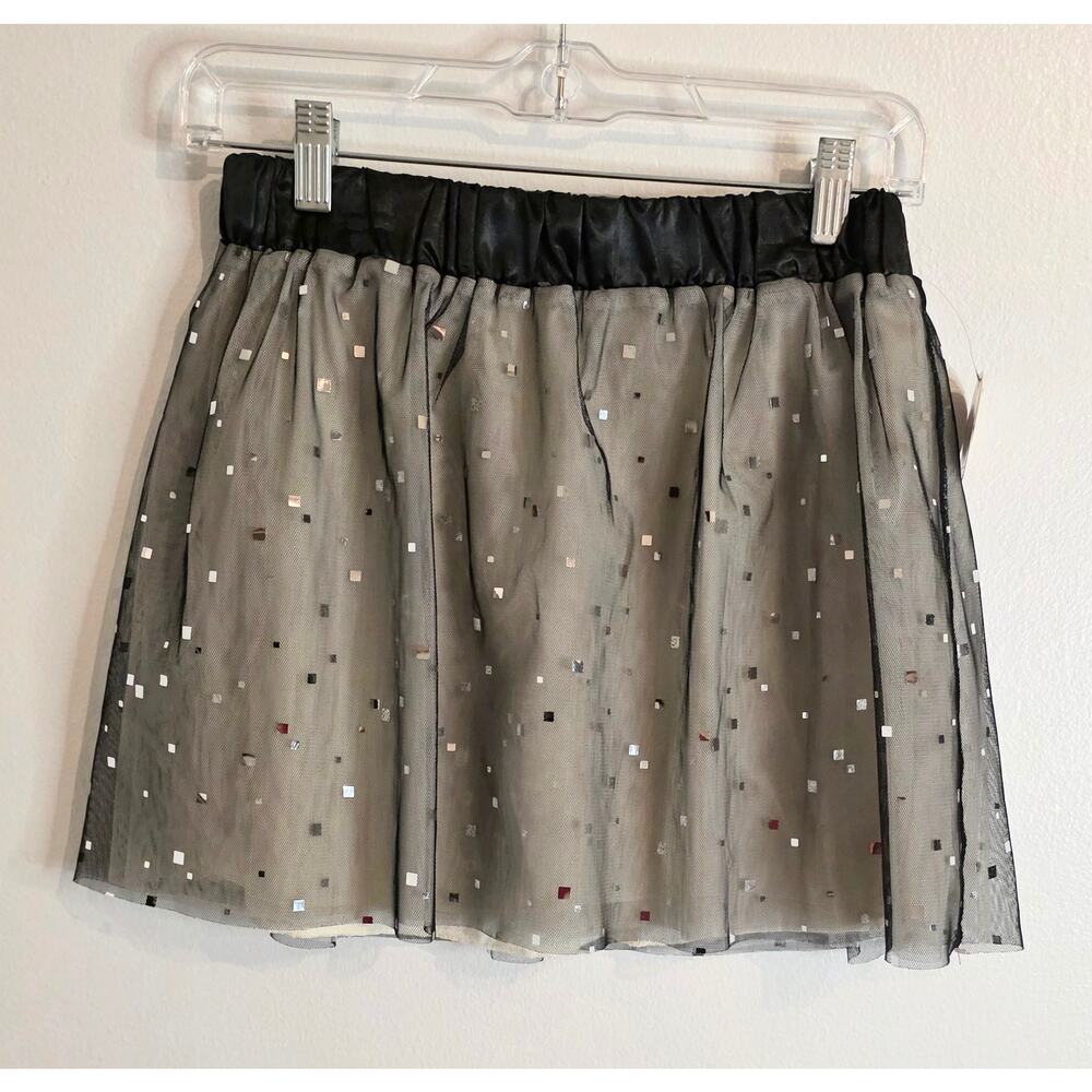 SO Skirt Gray Black Fully Lined Mirror Sequins Girl's Size M (10-12) Party NWT